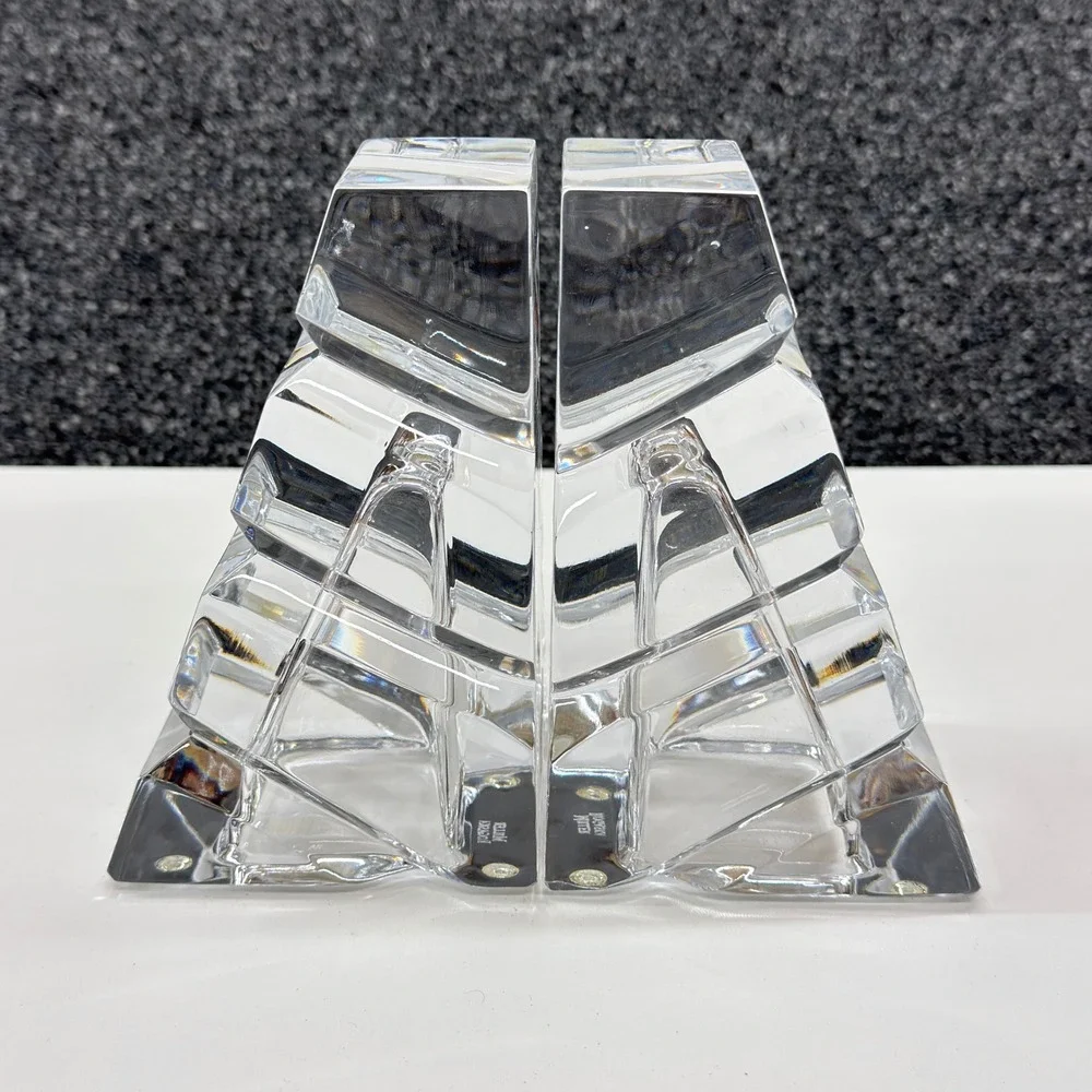 Miller Rogaska Crystal Legacy Bookends Handmade Slovenia 5.5 Inch Pair 5709-2022